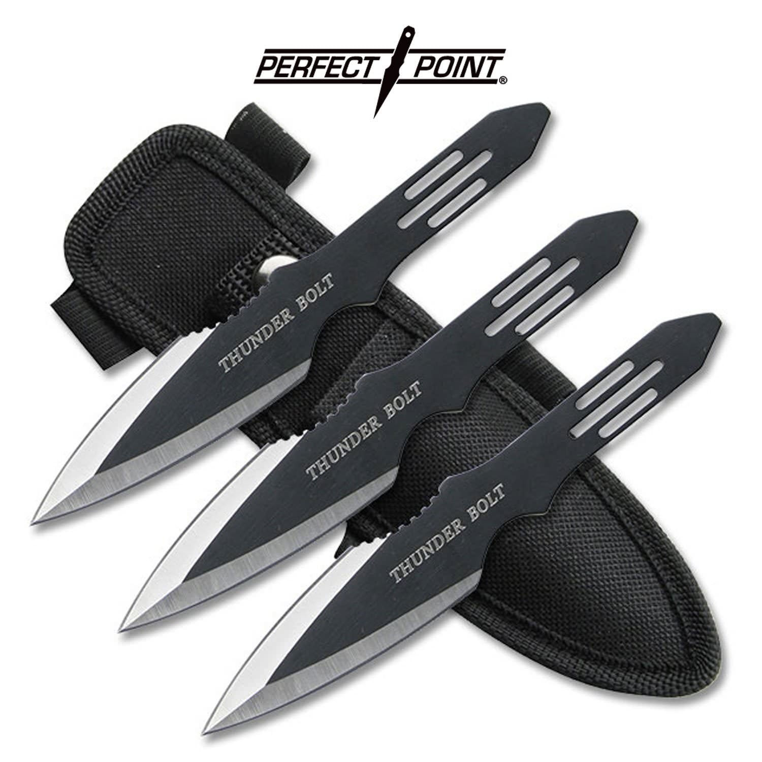 Black Ultimate Zues's ThunderBolt Throwing Knives 3 Pc Set - Tophatter's Army Products & Self Defense Collectible Weapons - Tophatter Daily Deals